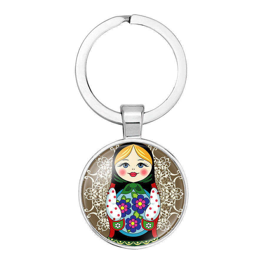 Wholesale Glass Matryoshka Pendant Alloy Creative Keychain